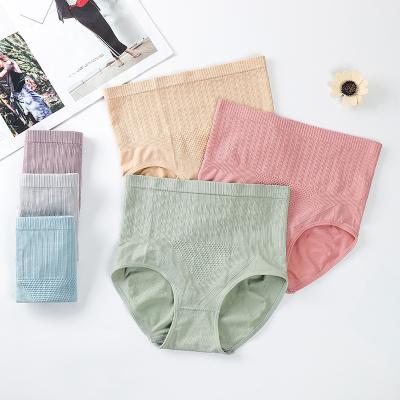 China Antibacterial Waist Antibacterial High Hip Abdomen Closure Honeycomb Hot Palace Stripe Cotton Underwear Shorts Breathable Triangular Panties for sale