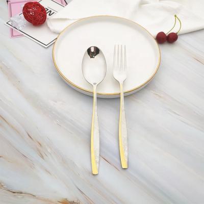 China Amazon Viable Hot Sale Silver Flatware Fork Knife Spoon 4 Pcs Gold Plated Stainless Steel Cutlery Set for sale