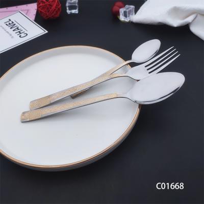 China Viable Wholesale Restaurant Hotel Cutlery Gold Plated Silverware Stainless Steel Flatware Set For Wedding for sale