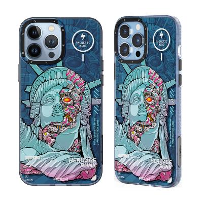 China New Print Liberty Style InShare Rock Series Punk Statue Shockproof Protective Case Support Wireless Charging For iPhone 13 Series for sale