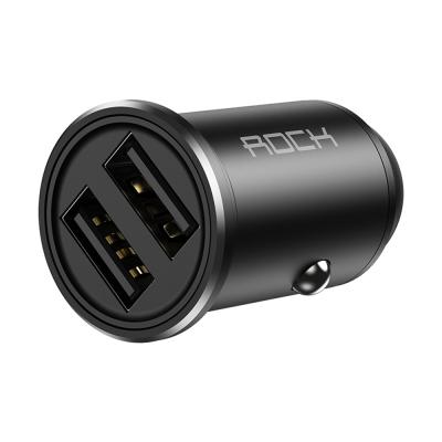 China ROCK QC3.0 New Products H11 Car Charger 24W Higher Power Dual Port Mini Car Charger for sale