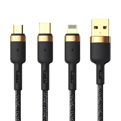 China Mobile Phone ROCK G18 New Products Fast Charge 3 In 1 Charge And Sync Cable 120CM Type-C Micro Cable For iPhone for sale