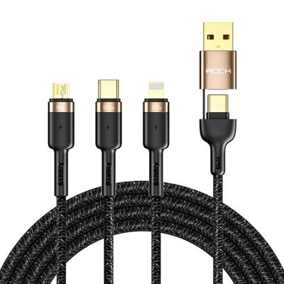 China Mobile Phone ROCK G18 Quick Charge 3 In Type-C Micro Cable 120CM Charge 2 And Sync Universal Cable for sale