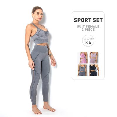 China Mesh Beauty Back Gym Fitness Breathable Breathable 2 Piece Summer New Arrivals Yoga Sets for sale