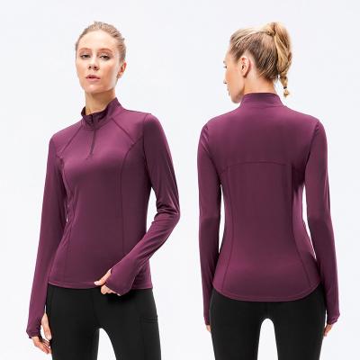 China New Breathable Spring Style Loose Version Yoga Wear Gym Sports Long Sleeve Light Purple T-Shirt For Women for sale