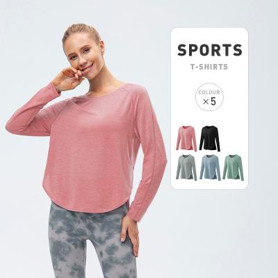 China Breathable Gym Running Track Fitness Long Sleeve Women Plus Size Sport T Shirts For Running for sale