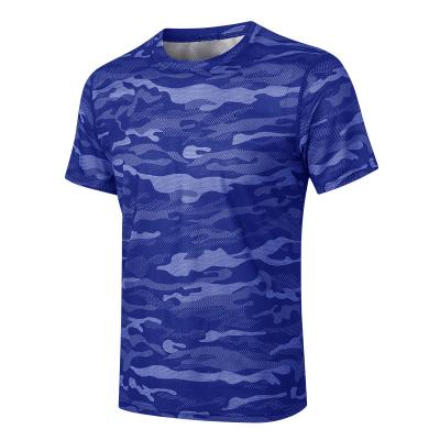 China Breathable Logo Custom Camouflage Printed Running Breathability Running Sport Tennis Worukout Fitness Men Dryfit T-Shirt for sale