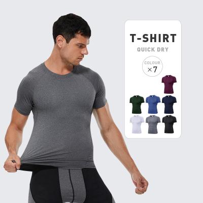 China Breathable Sleeve Fitness Shorts Polyester Outdoor Sports Wear Training Clothing Mens T-shirts for sale