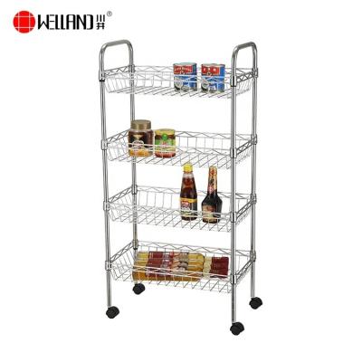 China Portable 4 Tier Metal Chrome Wire Kitchen Cart for Sale, NSF Approval for sale