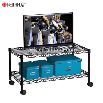 China Durable Black Powder Coating Finished 2 Tier Wire Storage Rack for sale