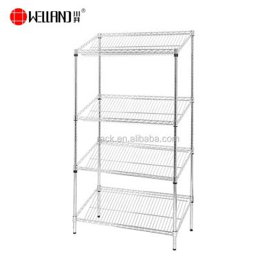 China The shelf height is freely adjustable. Supermarket Bread Used Chrome Metal Wire Display Rack, NSF and SGS Approval for sale