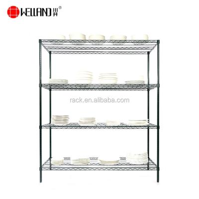 China Shelf Height is Free Adjustable Black Metal Wire Clothes Display Rack Holder, NSF and SGS Approval for sale