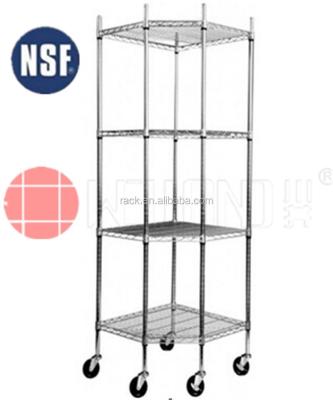 China Corrosion Protection NSF 4 Tiers Pentagon Wire Shelf With Wheels , Easy Assemble for sale