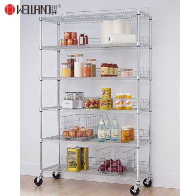 China Corrosion Protection NSF Approval 800lbs Kitchen Storage Shelf Chrome Metal Wire Commercial Shelving for sale