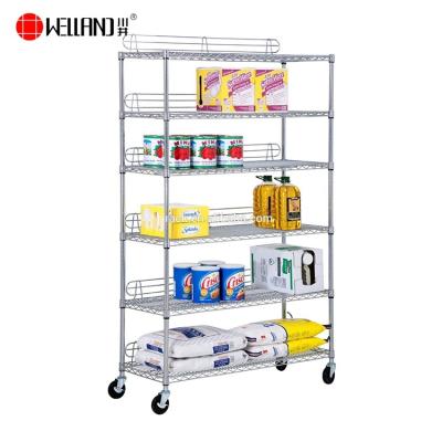 China 6 Tiers 800lbs NSF Approval High Quality Metal Chrome Wire Shelf Shelving Garage Rack Stocked for sale