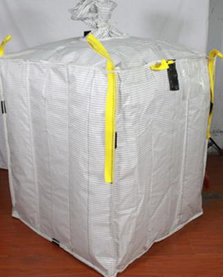 China Conductive Baffle Pp Woven Jumbo Bags With Chain And Overlock Stitching for sale