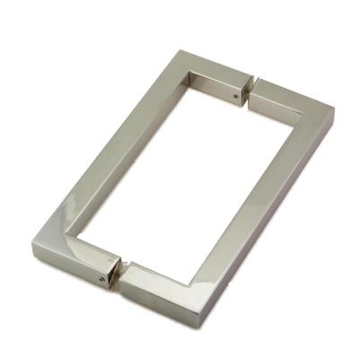 China Custom Large Chrome Metal Door Square Tubular Polished Glass Door Pull Handles Stainless Steel UK for sale