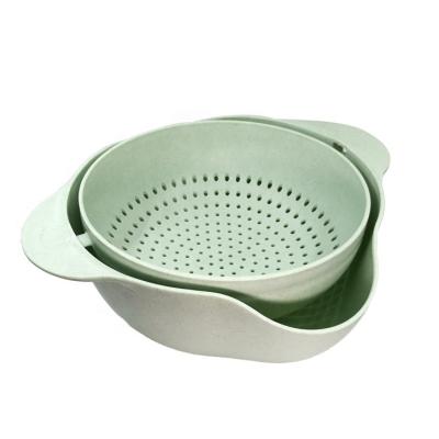 China Sustainable Multi Function Kitchen Tools Double Layer Fruit Vegetable Washing Plastic Drain Basket for sale