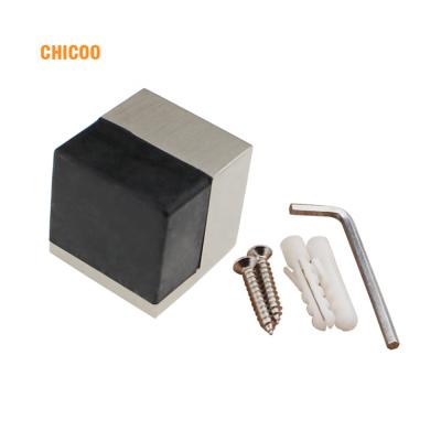 China Modern Square Zinc Alloy Decorative Shower Door Stopper Glass Door Stoppers for sale