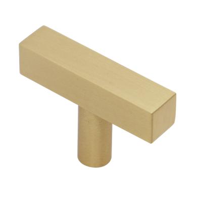 China Modern Solid T Bar Furniture Brass Drawer Handle Pulls Gold Sideboard Knobs for sale