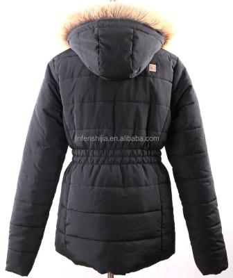 China Pretty Women's Breathable Hooded Zipper Collar Fur Down Jacket Cotton-padded Waterproof Winter Windproof for sale