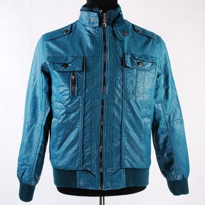 China Breathable Plain Color Zipper Pocket Winter Fancy Mens Custom Leather Jacket Pakistan Blue for sale