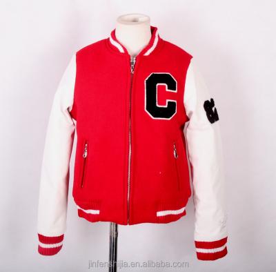 China Custom Cheap Classic Color Baseball Jacket Quilting Leather Sleeves Waterproof for sale