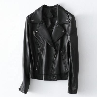 China QUICK DRY Multi Quality Women's OEM Design PU Pocket Zipper Female Leather Jacket for sale