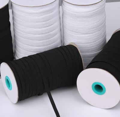 China 6mm White Flat Elastic Ear Band Elastic Cord For Shoes Face Masks Spandex / Polyester for sale