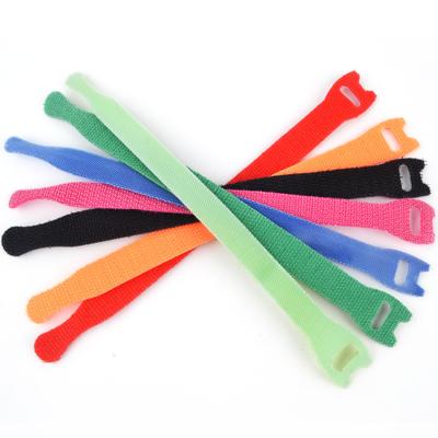 China Nylon Logo Print Self Locking Battery Strap Adjustable Cable Hook and Loop Tie Down Ties for sale