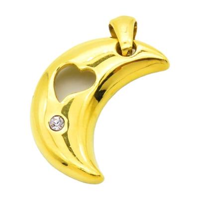 China Powell Wholesale Stainless Steel Gold CLASSIC Fashion Moon Shape Pendant For Women for sale