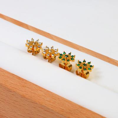 China Office/Career Earring Women Jewelry Accessories High Quality Zircon Gold Pvd Plated Minimalist Unique Earrings for sale