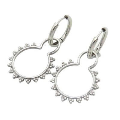 China Powell Jewelry Stainless Steel Earrings Fashion Punk Rhodium Plated Cogwheel Design Women Circle Earrings for sale