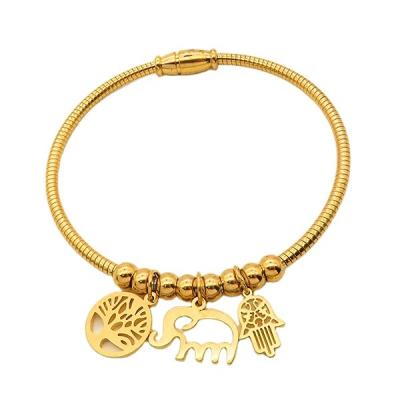 China Elegant Charming Gold Filled Jewelry Bracelets And Bangles Gold Plated Stainless Steel Women Bangle for sale