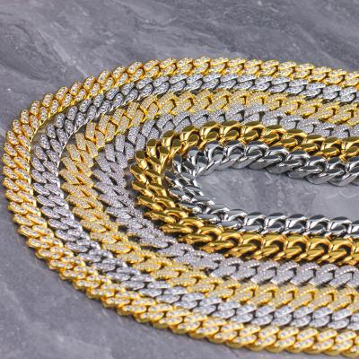 China Hiphop Jewelry Suppliers Chunky Necklace Custom Gold Plated Zircon Metal Stainless Steel Cuban Necklace for sale