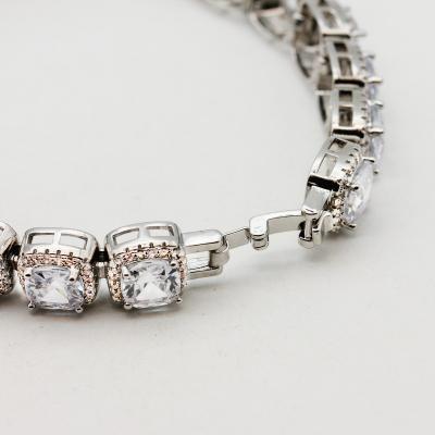 China Fashionable ; 18K Gold Punk Plated Jewelry Titanium Bracelet Pave Zircon Stainless Steel Tennis Bracelets for sale