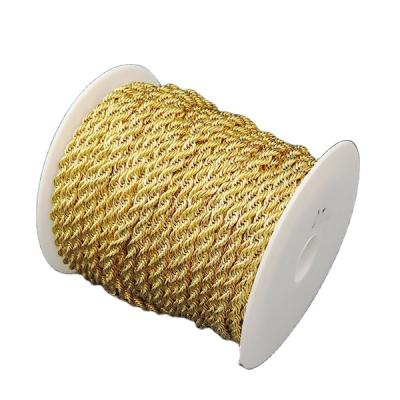 China 304 Stainless Steel 25Mx4Mm Gold Fashionable Rope Twisted Chain for sale