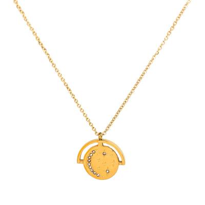 China FASHIONABLE Jewelry Accessories 18K Gold Plated Zircon Moon Stainless Steel Moon Star Profile Chunky Gold Pendant Chain Necklace for sale