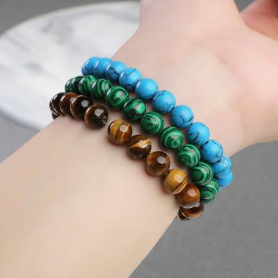 China Handmade Adjustable Women Piercing Tiger Eye Stretch Men Bracelet Vintage Natural Gemstone Jewelry Bracelets 8Mm for sale