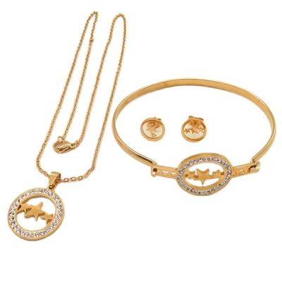 China CLASSIC Women Gold Color Stainless Steel Jewelry Fashion Set With Star Pattern for sale