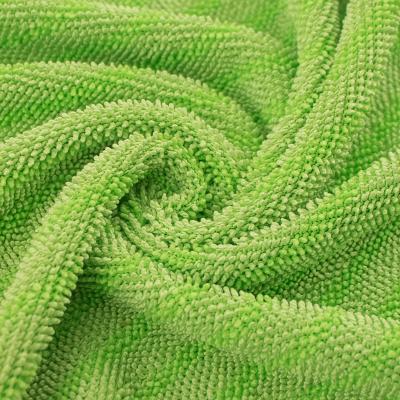 China QUICK DRY Long Pile Twisted Microfiber Wipe Cloth Green Two Color Super Detergent For Flat Mops , Polishing Cloth for sale