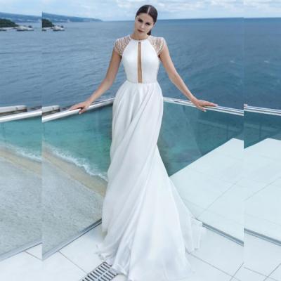 China Best Breathable Comfortable Tassel Reviews New Style Beach Modern Beaded Bridal Wedding Dress for sale