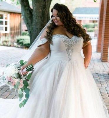 China Anti-wrinkle crystals embellishments XL xxl plus size women bridal party wedding dress with long train for sale for sale