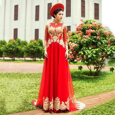 China Anti-Static And Gold Chinese Pakistani Pakistani Designers Wedding Arabic Long Sleeve High Neck Women's Red Muslim Dress For Sale for sale