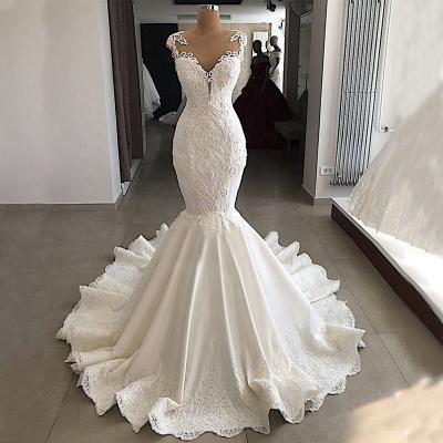 China Luxury Vestidos de Novia Satin Wedding Dress Fishtail Wedding Dress Women Bride Mermaid Beaded Elegant Anti-Static Engagement Wedding Dress for sale