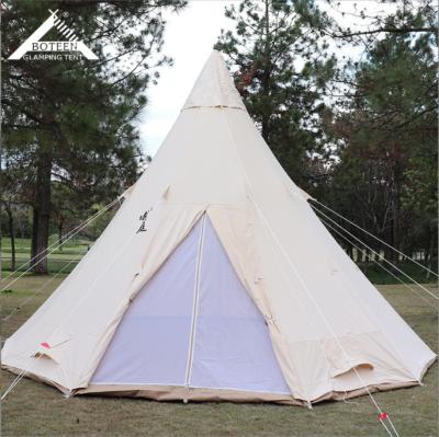 China Outdoor indian pyramid parent-child family tentspire cotton camping tentspire custom made diagonal tying type camping yurt for sale