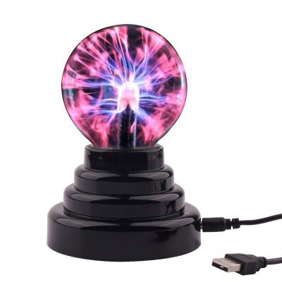 China ABS USB or Batteries Powered Magic Novelty Toy Black Plasma Ball Base Touch and Sound Light Activation for sale