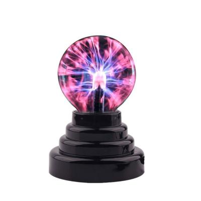 China ABS USB or Batteries Powered Magic Novelty Toy Black Plasma Ball Base Touch and Sound Light Activation for sale