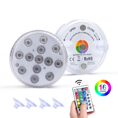 China Round Shape Led Pool Light, RGB 13 LEDs With Magnet (RF) Full Suction Cups Remote Control Waterproof IP 68 Pool Lights for sale