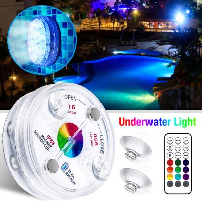 China Round Shape Suction Cup Magnet IR 21 Keys 13 LED Remote Control Underwater Timer Waterproof LED Submersible Lights for sale